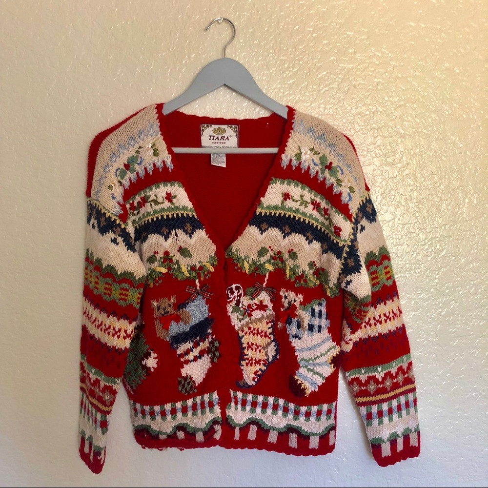 Ugly Christmas sweater vintage 1998 tiara petites - Picture 1 of 4